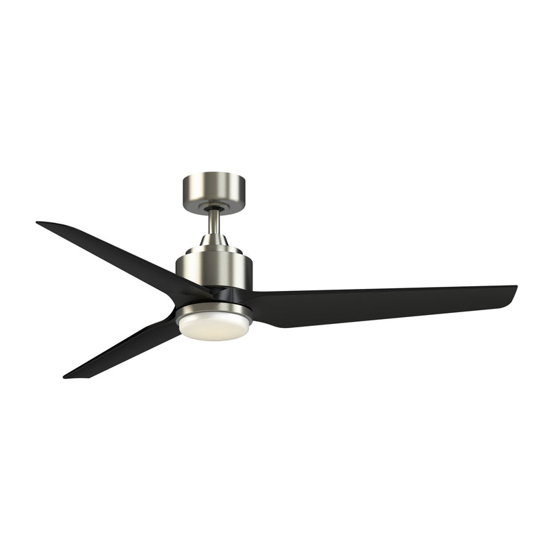 Fanimation TriAire Custom 56in 1-Light Smart Ceiling Fan | Modern Brushed Nickel and Black Composite Blades | Covered | Model FPD8514BN-56BLW-LK