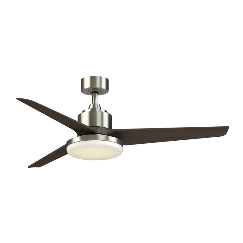 Fanimation TriAire Custom 56in 1-Light Smart Ceiling Fan | Modern Brushed Nickel and Dark Walnut Composite Blades | Model FPD8514BN-56DWAW-12LK