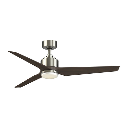 Fanimation TriAire Custom 56in Smart Ceiling Fan | Brushed Nickel and Dark Walnut Composite Blades | Covered Patio | Model FPD8514BN-56DWAW-LK