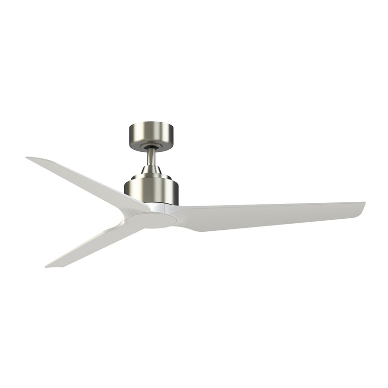 Fanimation TriAire Custom 56in Smart Ceiling Fan | Brushed Nickel and Matte White Composite Blades | Covered Patio & Sunroom | Model FPD8514BN-56MWW