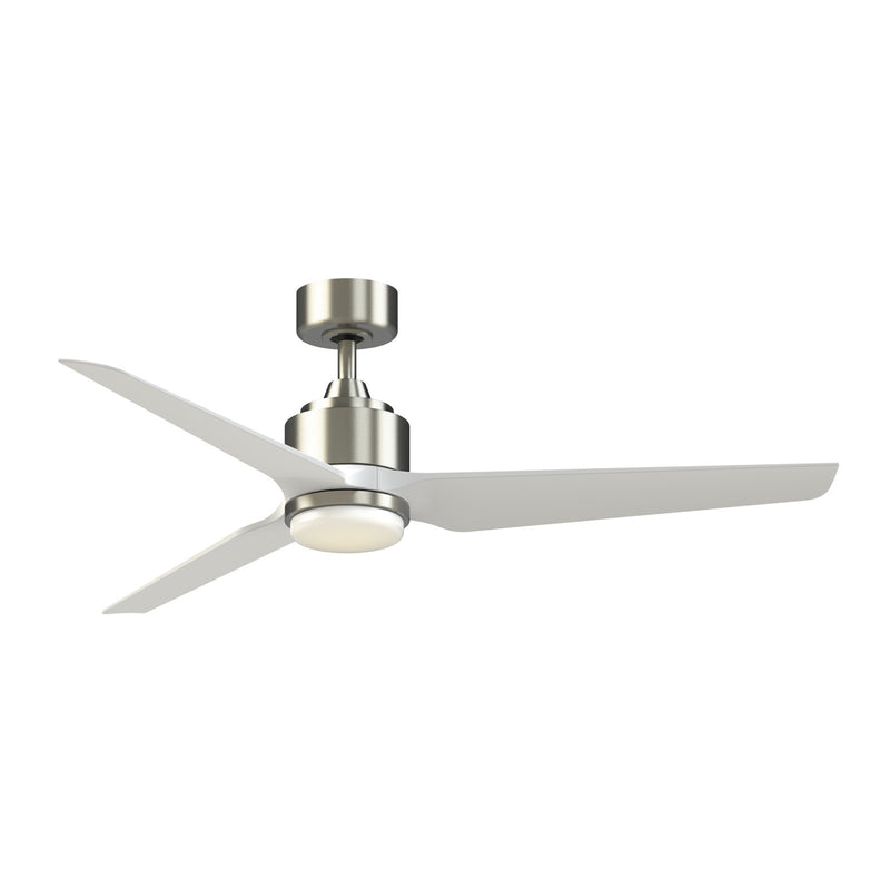 Fanimation TriAire Custom 56in Smart Ceiling Fan | Brushed Nickel and Matte White Composite Blades | Covered Patio | Model FPD8514BN-56MWW-LK