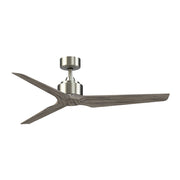Fanimation TriAire Custom 56in 3-Blade Damp Rated Smart Ceiling Fan | Modern Brushed Nickel and Weathered Wood | Covered | Model FPD8514BN-56WEW