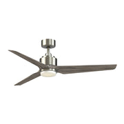 Fanimation TriAire Custom 56in 3-Blade Smart Ceiling Fan with LED Light Kit | Modern Brushed Nickel and Weathered Wood | Model FPD8514BN-56WEW-LK