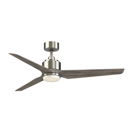 Fanimation TriAire Custom 56in 3-Blade Smart Ceiling Fan with LED Light Kit | Modern Brushed Nickel and Weathered Wood | Model FPD8514BN-56WEW-LK