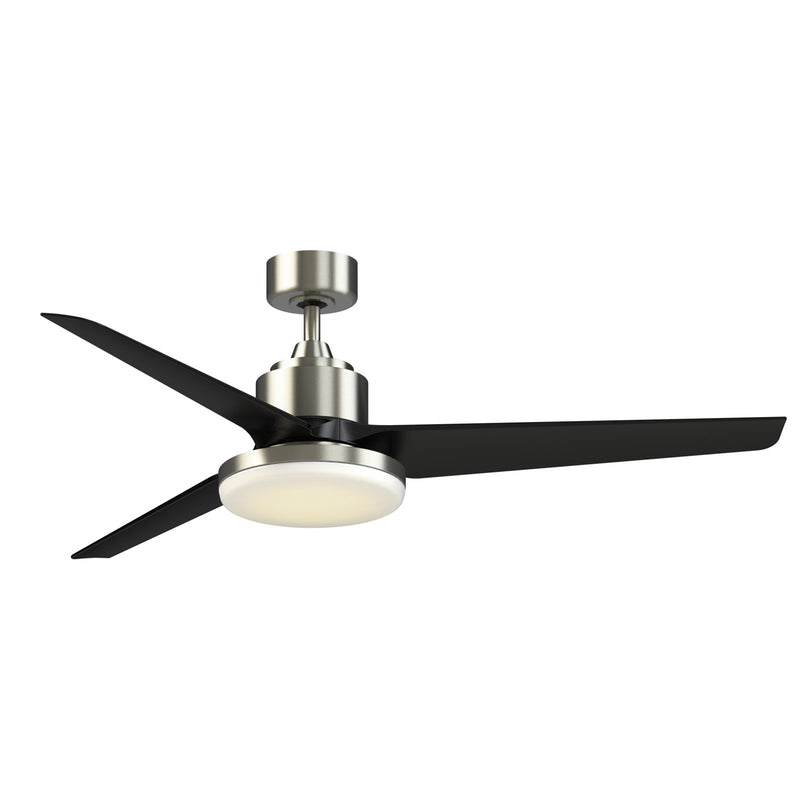 Fanimation TriAire Custom 60in 1-Light Ceiling Fan | Brushed Nickel and Black Composite Blades | Covered Patio & Porch | Model FPD8514BN-60BLW-12LK