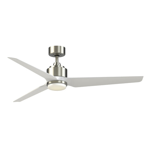 Fanimation TriAire Custom 60in 3-Blade Smart Ceiling Fan with LED Light Kit | Brushed Nickel and Matte White Composite | Model FPD8514BN-60MWW-LK