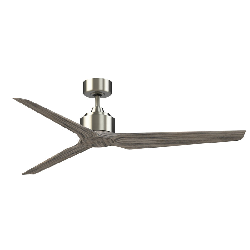 Fanimation TriAire Custom 60in 3-Blade Smart Ceiling Fan | Brushed Nickel and Weathered Wood Composite | Covered Patio | Model FPD8514BN-60WEW