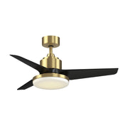 Fanimation TriAire Custom 44in 1-Light Smart Ceiling Fan | Brushed Satin Brass and Black Composite Blades | Covered | Model FPD8514BS-44BLW-12LK