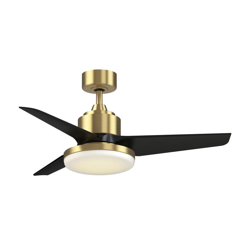 Fanimation TriAire Custom 44in 1-Light Smart Ceiling Fan | Brushed Satin Brass and Black Composite Blades | Covered | Model FPD8514BS-44BLW-12LK