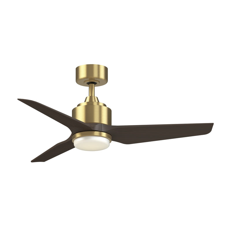 Fanimation TriAire Custom 44in 1-Light Ceiling Fan | Brushed Satin Brass and Dark Walnut Composite Blades | Covered Patio | Model FPD8514BS-44DWAW-LK