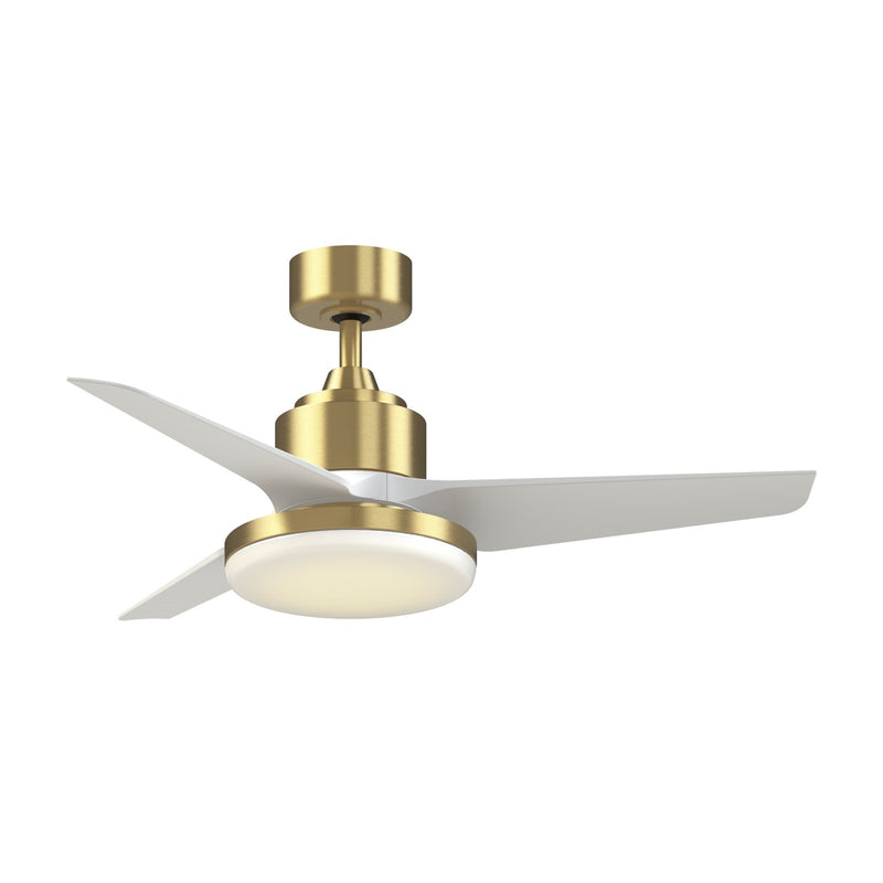 Fanimation TriAire Custom 44in 3-Blade Damp Rated Smart Ceiling Fan with 12in LED CCT Select Light Kit | Brushed Satin | Model FPD8514BS-44MWW-12LK