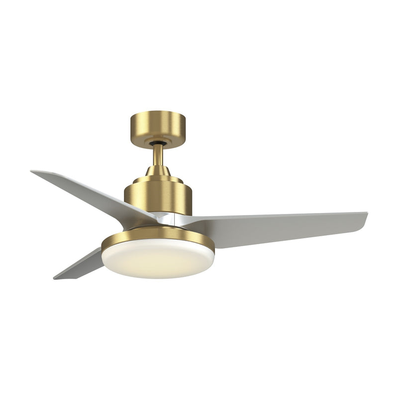 Fanimation TriAire Custom 44in 1-Light Ceiling Fan | Brushed Satin Brass and Opal Frosted Glass | Covered Patio | Model FPD8514BS-44SLW-12LK
