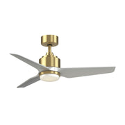 Fanimation TriAire Custom 44in 1-Light Ceiling Fan | Brushed Satin Brass and Silver Composite Blades | Covered Patio | Model FPD8514BS-44SLW-LK