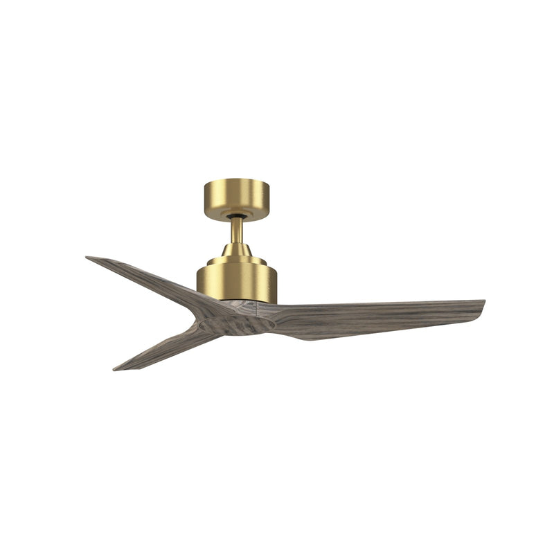 Fanimation TriAire Custom 44in Ceiling Fan | Brushed Satin Brass and Weathered Wood Composite Blades | Covered Patio | Model FPD8514BS-44WEW