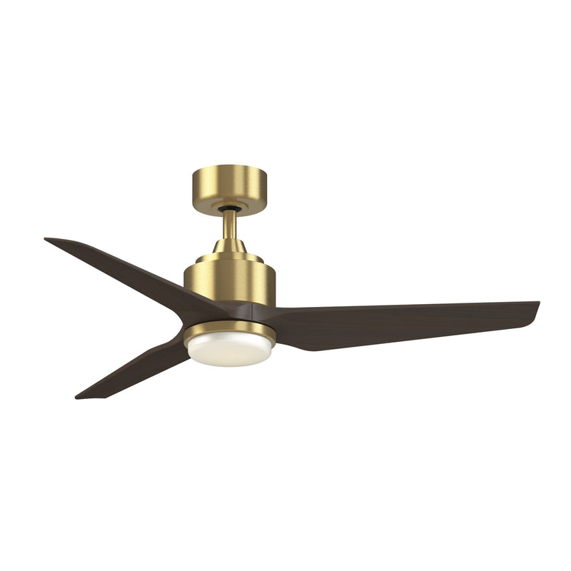 Fanimation TriAire Custom 48in 1-Light Smart Ceiling Fan | Brushed Satin Brass and Dark Walnut Composite | Covered Patio | Model FPD8514BS-48DWAW-LK