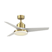 Fanimation TriAire Custom 48in 1-Light Smart Ceiling Fan | Brushed Satin Brass and Matte White Composite | Covered Patio | Model FPD8514BS-48MWW-12LK