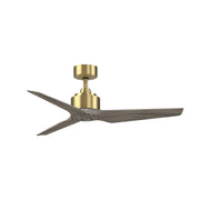 Fanimation TriAire Custom 48in 3-Blade Smart Ceiling Fan | Modern Brushed Satin Brass and Weathered Wood | Covered Patio | Model FPD8514BS-48WEW