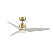 Fanimation TriAire Custom 52in 3-Blade Smart Ceiling Fan with LED Light Kit | Brushed Satin Brass and Matte White | Model FPD8514BS-52MWW-LK