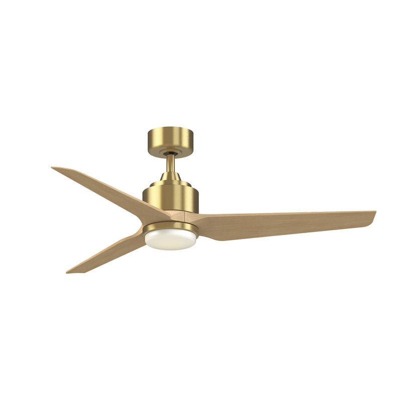 Fanimation TriAire Custom 52in 1-Light Smart Ceiling Fan | Brushed Satin Brass and Natural Composite Blades | Covered Patio | Model FPD8514BS-52NW-LK