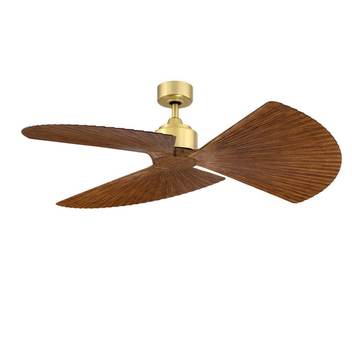 Fanimation TriAire Custom 52in Smart Ceiling Fan | Brushed Satin Brass and Koa Composite Blades | Covered Patio & Living Room | Model FPD8514BS-52PKW