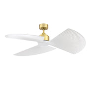 Fanimation TriAire Custom 52in Ceiling Fan | Brushed Satin Brass and Matte White Composite Blades | Covered Patio & Bedroom | Model FPD8514BS-52PMWW