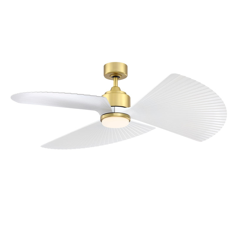 Fanimation TriAire Custom 52in 1-Light Ceiling Fan | Brushed Satin Brass and Matte White Composite Blades | Covered Patio | Model FPD8514BS-52PMWW-LK