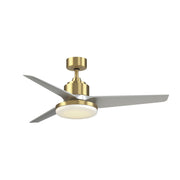 Fanimation TriAire Custom 52in 1-Light Smart Ceiling Fan | Brushed Satin Brass and Silver Composite Blades | Covered | Model FPD8514BS-52SLW-12LK