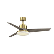 Fanimation TriAire Custom 52in 1-Light Smart Ceiling Fan | Brushed Satin Brass and Weathered Wood Composite Blades | Model FPD8514BS-52WEW-12LK