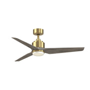 Fanimation TriAire Custom 52in 1-Light Ceiling Fan | Modern Brushed Satin Brass and Weathered Wood Blades | Covered Patio | Model FPD8514BS-52WEW-LK