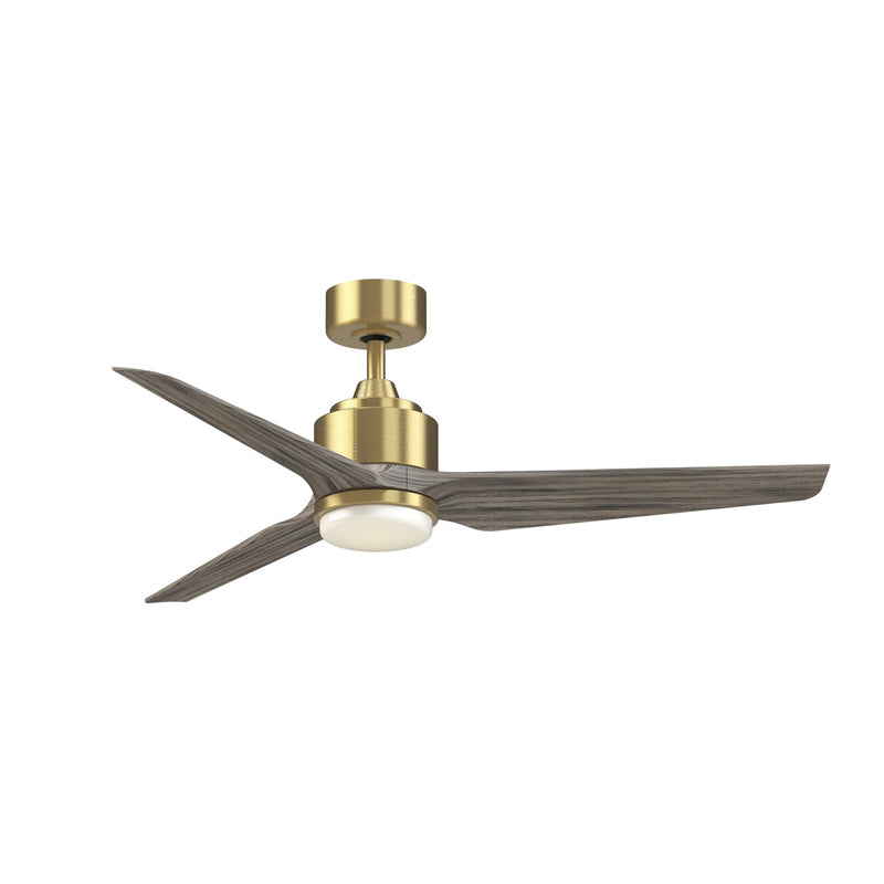 Fanimation TriAire Custom 52in 1-Light Ceiling Fan | Modern Brushed Satin Brass and Weathered Wood Blades | Covered Patio | Model FPD8514BS-52WEW-LK