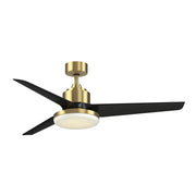 Fanimation TriAire Custom 56in 1-Light Ceiling Fan | Modern Brushed Satin Brass and Black Blades | Covered Patio | Model FPD8514BS-56BLW-12LK
