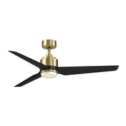 Fanimation TriAire Custom 56in 1-Light Ceiling Fan | Modern Brushed Satin Brass and Black Blades | Covered Patio & Sunroom | Model FPD8514BS-56BLW-LK