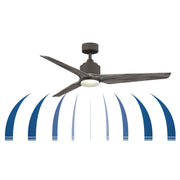 Fanimation TriAire Custom 56in 1-Light Ceiling Fan | Modern Brushed Satin Brass and Black Blades | Covered Patio & Sunroom | Model FPD8514BS-56BLW-LK