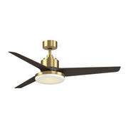 Fanimation TriAire Custom 56in 3-Blade Smart Ceiling Fan with 12in LED Light Kit | Brushed Satin Brass and Dark Walnut | Model FPD8514BS-56DWAW-12LK