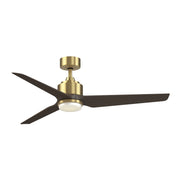 Fanimation TriAire Custom 56in 3-Blade Smart Ceiling Fan with LED Light Kit | Brushed Satin Brass and Dark Walnut | Model FPD8514BS-56DWAW-LK