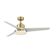Fanimation TriAire Custom 56in 1-Light Ceiling Fan | Brushed Satin Brass and Matte White Composite Blades | Covered | Model FPD8514BS-56MWW-12LK