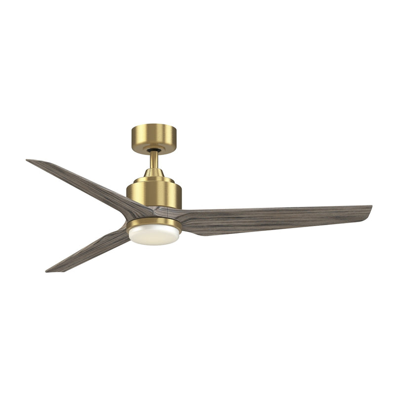Fanimation TriAire Custom 56in 1-Light Ceiling Fan | Modern Brushed Satin Brass and Weathered Wood Composite Blades | Model FPD8514BS-56WEW-LK
