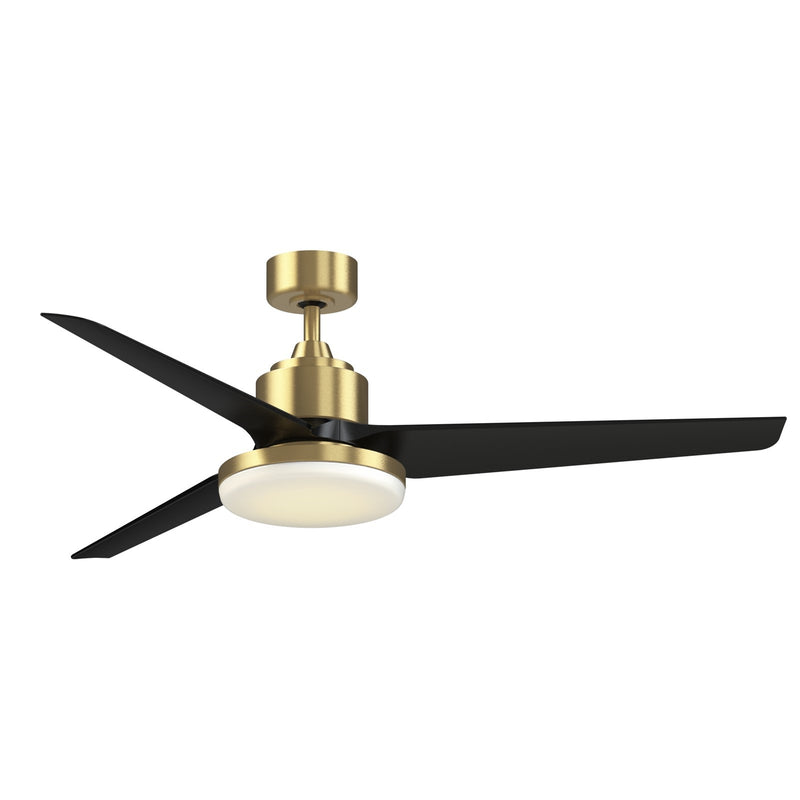 Fanimation TriAire Custom 60in 3-Blade Smart Ceiling Fan with 12in LED Light Kit | Brushed Satin Brass and Black | Model FPD8514BS-60BLW-12LK