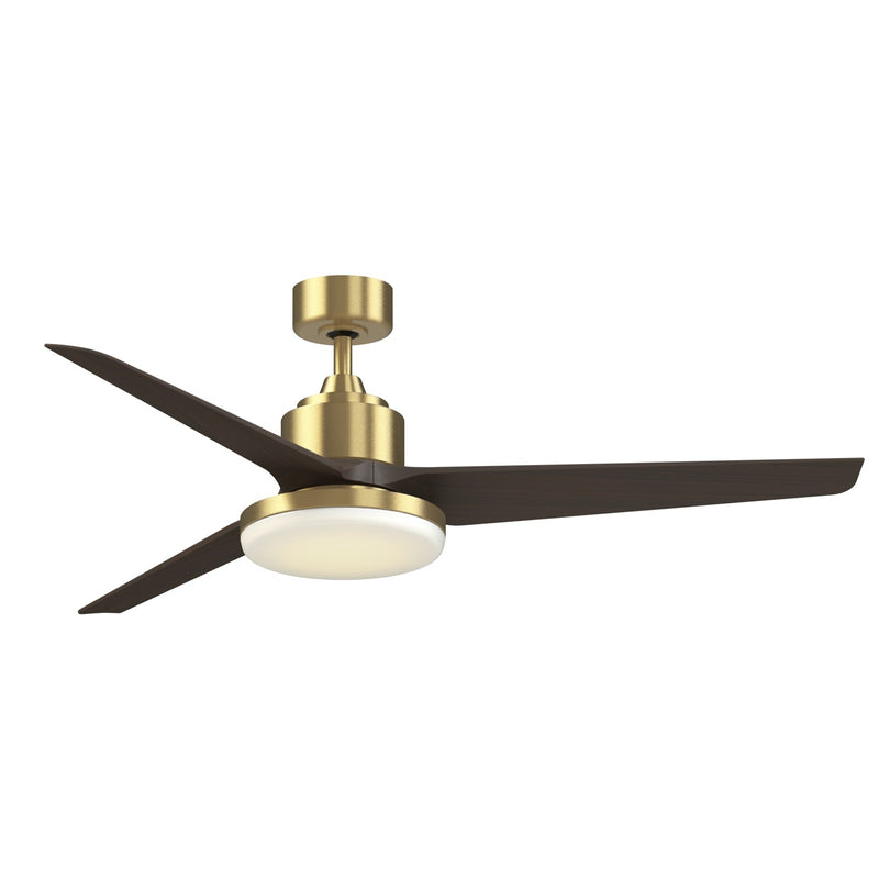 Fanimation TriAire Custom 60in 1-Light Ceiling Fan | Brushed Satin Brass and Dark Walnut Composite | Covered Patio | Model FPD8514BS-60DWAW-12LK