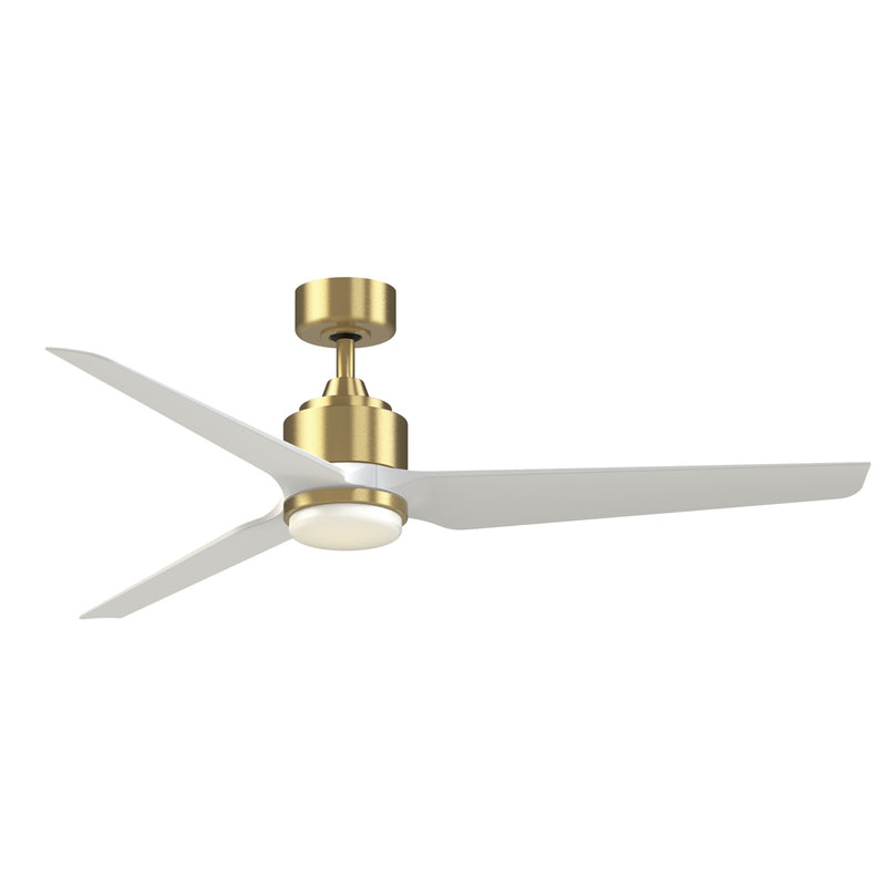 Fanimation TriAire Custom 60in 1-Light Smart Ceiling Fan | Modern Brushed Satin Brass and Opal Frosted Glass | Covered | Model FPD8514BS-60MWW-LK