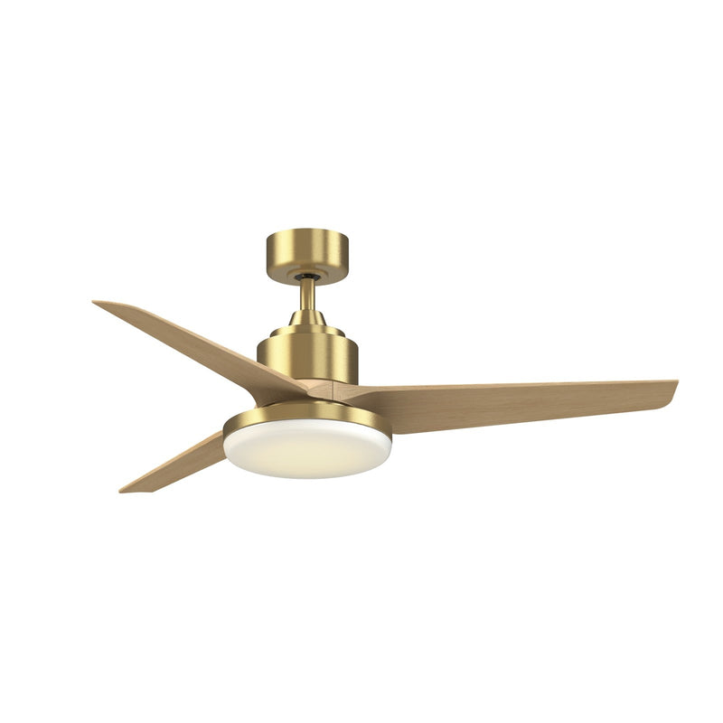 Fanimation TriAire Custom 60in 3-Blade DC Ceiling Fan with 12in LED Light Kit | Brushed Satin Brass and Natural Composite | Model FPD8514BS-60NW-12LK