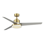 Fanimation TriAire Custom 60in 1-Light Ceiling Fan | Brushed Satin Brass and Silver Composite Blades | Covered Patio | Model FPD8514BS-60SLW-12LK