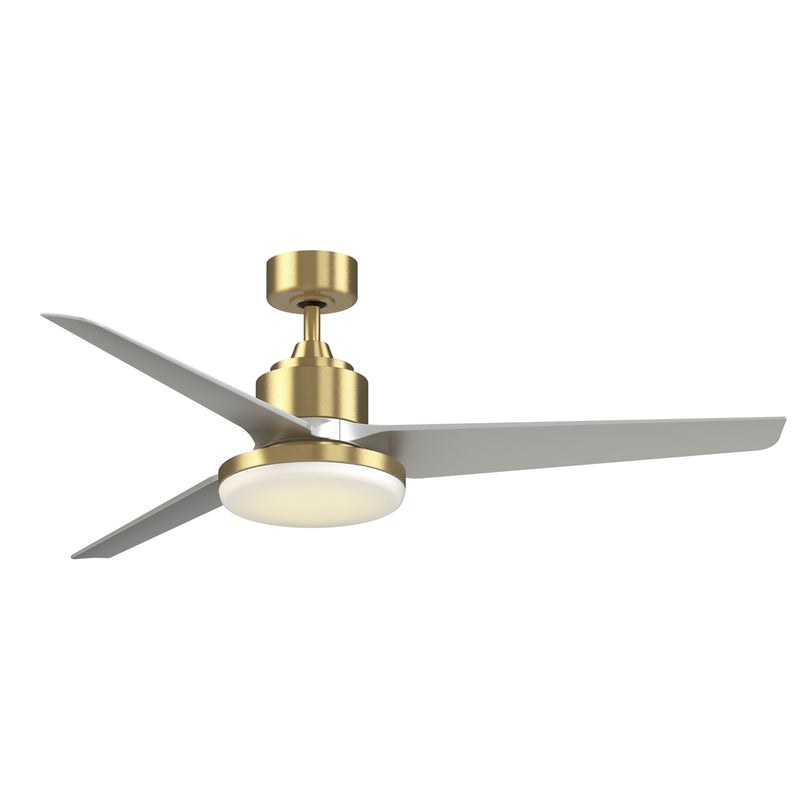 Fanimation TriAire Custom 60in 1-Light Ceiling Fan | Brushed Satin Brass and Silver Composite Blades | Covered Patio | Model FPD8514BS-60SLW-12LK