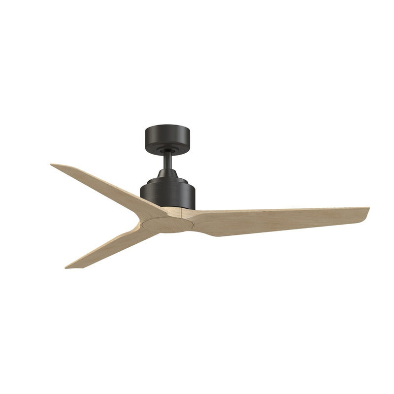 Fanimation TriAire Custom 52in Ceiling Fan | Modern Dark Bronze and Natural Composite Blades | Covered Patio & Living Room | Model FPD8514DZW-52NW