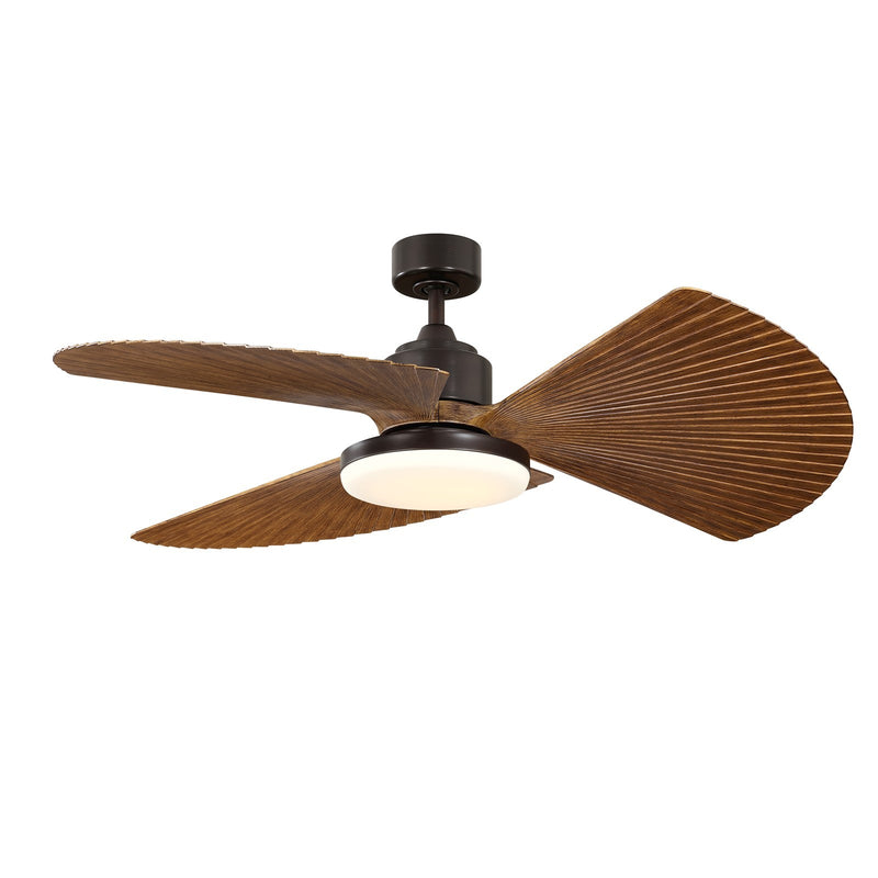 Fanimation TriAire Custom 52in 1-Light Ceiling Fan | Dark Bronze and Pleated Koa Composite Blades | Indoor & Outdoor | Model FPD8514DZW-52PKW-12LK