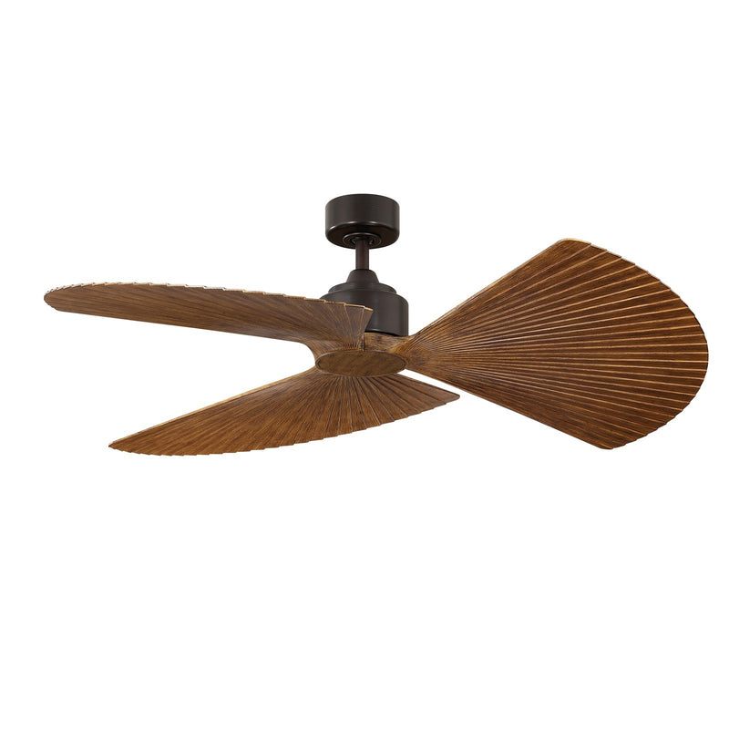 Fanimation TriAire Custom 52in Ceiling Fan | Dark Bronze and Pleated Koa Composite Blades | Indoor & Outdoor Wet Rated | Model FPD8514DZW-52PKW