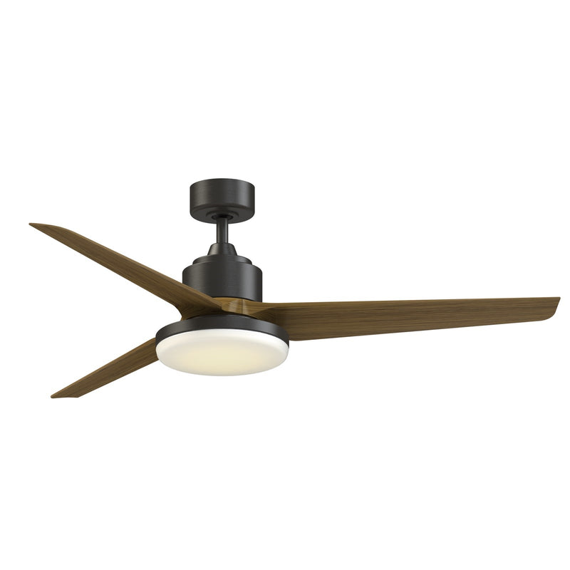 Fanimation TriAire Custom 60in 3-Blade Smart Ceiling Fan with 12in LED Light | Dark Bronze and Koa Composite | Patio | Model FPD8514DZW-60KW-12LK