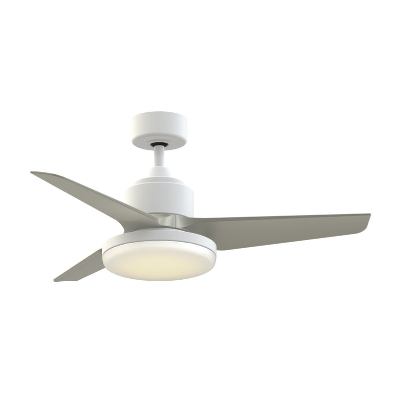 Fanimation TriAire Custom 44in 3-Blade Smart Ceiling Fan w/ 12in LED Light | Matte White and Brushed Nickel Composite | Model FPD8514MWW-44BNW-12LK