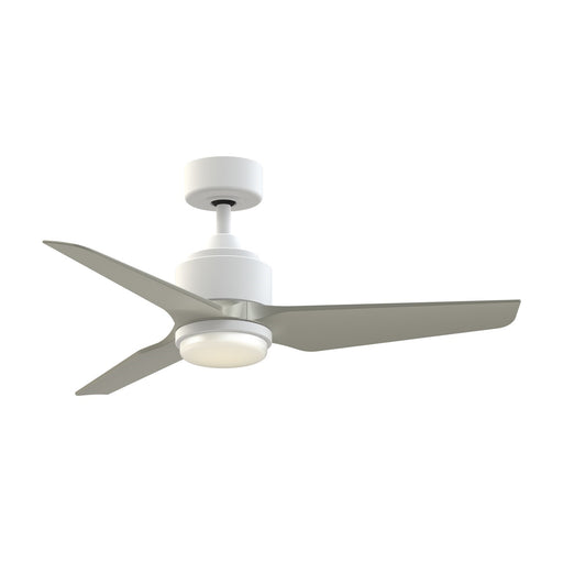 Fanimation TriAire Custom 44in 3-Blade Smart Ceiling Fan w/ LED Light | Matte White and Brushed Nickel Composite | Indoor | Model FPD8514MWW-44BNW-LK