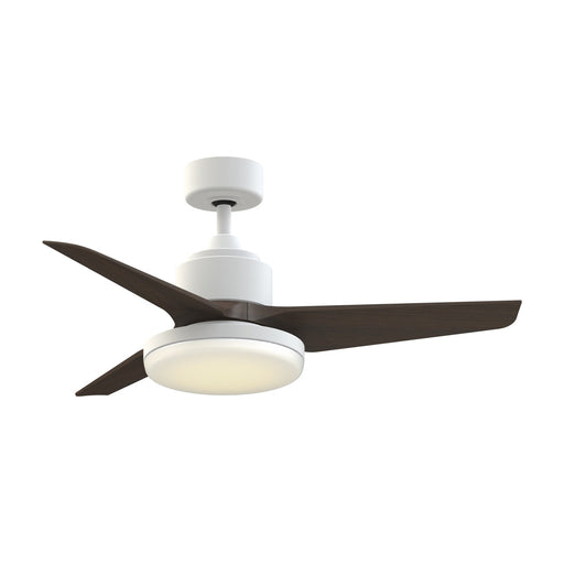 Fanimation TriAire Custom 44in 1-Light Smart Ceiling Fan | Modern Matte White and Dark Walnut Composite | Living Room | Model FPD8514MWW-44DWAW-12LK